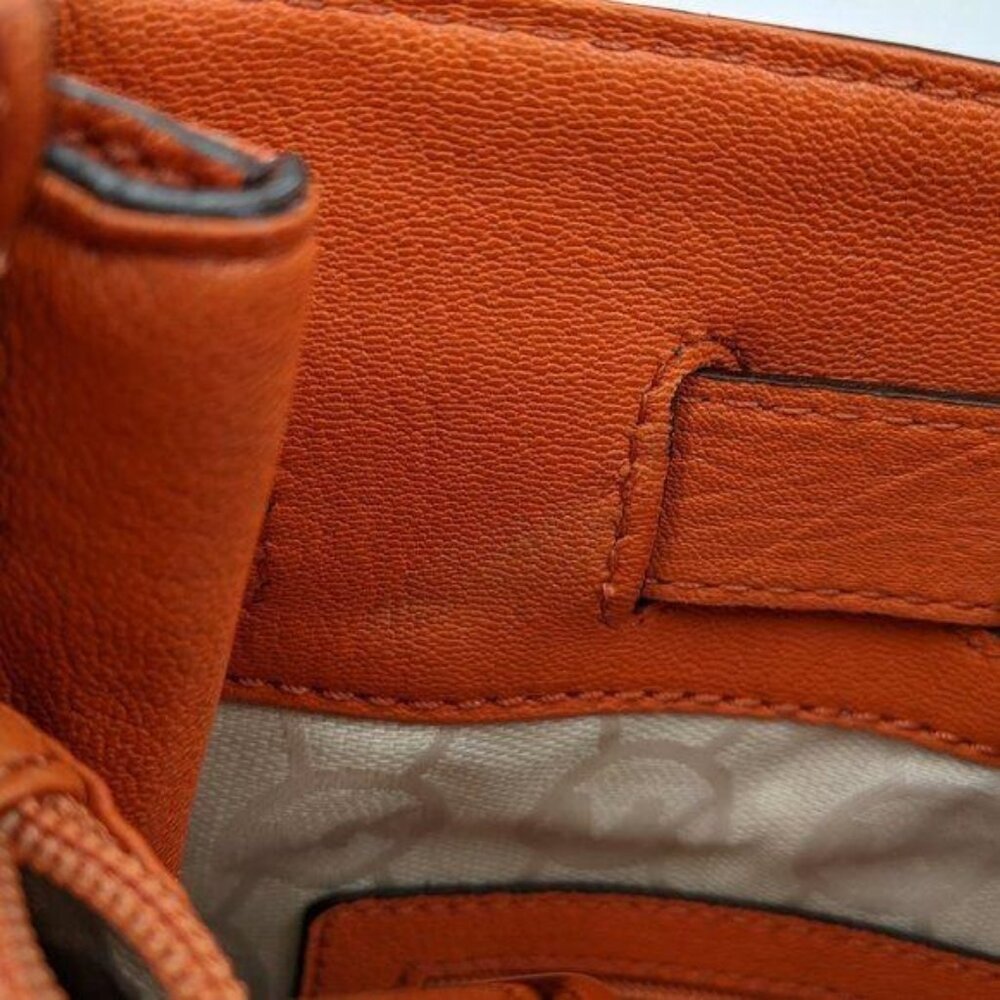Michael Kors women's Hamilton orange leather signature liner‎ shoulder bag - Picture 12 of 13